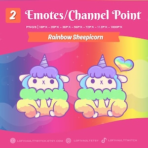 Cute Pride Sheep Emote, LGBTQ+ Pride Twitch Emotes, Cute Rainbow Twitch Emote Design, Rainbow Emote Channel Point for Twitch Discord Youtube