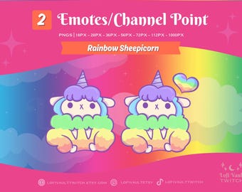 Cute Pride Sheep Emote, LGBTQ+ Pride Twitch Emotes, Cute Rainbow Twitch Emote Design, Rainbow Emote Channel Point for Twitch Discord Youtube