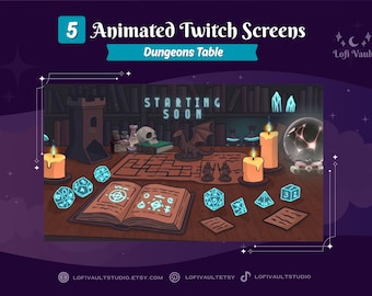 Dungeon Game Desk Setup Background for Streamers, Starting Screens Overlays Vtubers, Animated Lofi Dragon Game Dungeon Desk Twitch PNGTubers