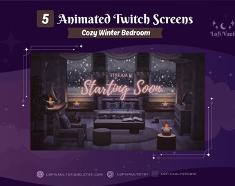 Warm December Evening Room Background for Streamers, Christmas Starting Screens Overlays Vtubers, Animated Lofi Window for Twitch PNGTubers