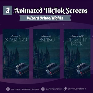 Wizard School Nights Screens for TikTok Lives, Starting Screens Overlays Vtubers, Animated Starting, BRB Ending Screens for TikTok Live