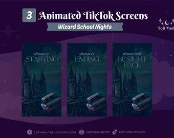 Vertical Screen Wizard Nights for TikTok Lives, Starting Screens Overlays Vtubers, Animated Starting, BRB Ending Screens for TikTok Live