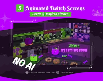 Halloween Beetle Inspired Starting Soon Screen for Twitch Streamers | Spooky Animated Background Stream Overlay for Vtubers PNGTubers