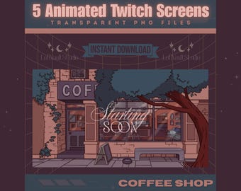 Fall Coffee Shop Twitch Background for Streamers, Autumn Rainy Day Starting Soon Screens Streaming Overlays for Vtubers Pngtubers Youtube