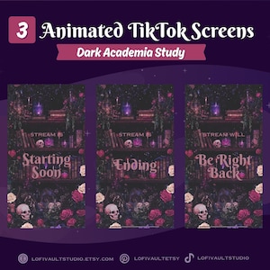 Dark Academia Halloween Screens for TikTok Lives, Starting Screens Overlays Vtubers, Animated Starting, BRB Ending Screens for TikTok Live