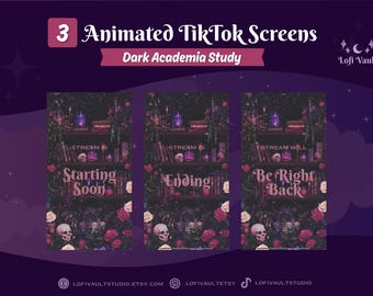 Dark Academia Halloween Screens for TikTok Lives, Starting Screens Overlays Vtubers, Animated Starting, BRB Ending Screens for TikTok Live