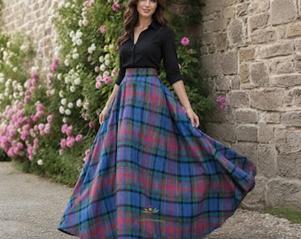 Jupe longue tartan pour femme, cercle complet à carreaux écossais, jupe longue formelle Highland