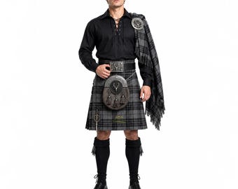 Ensemble kilt de mariage écossais antique pour homme, 10 pièces, disponible dans plus de 70 tartans de clans.