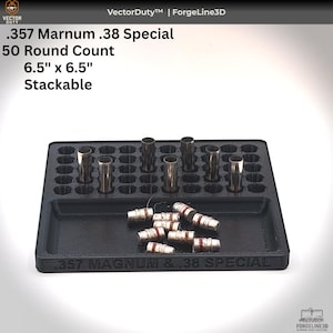 357 Magnum Reloading Tray, 38 Special Reloading Tray, Revolver Ammo Tray, 50 Round Ammo Holder, Stackable Bench Tray