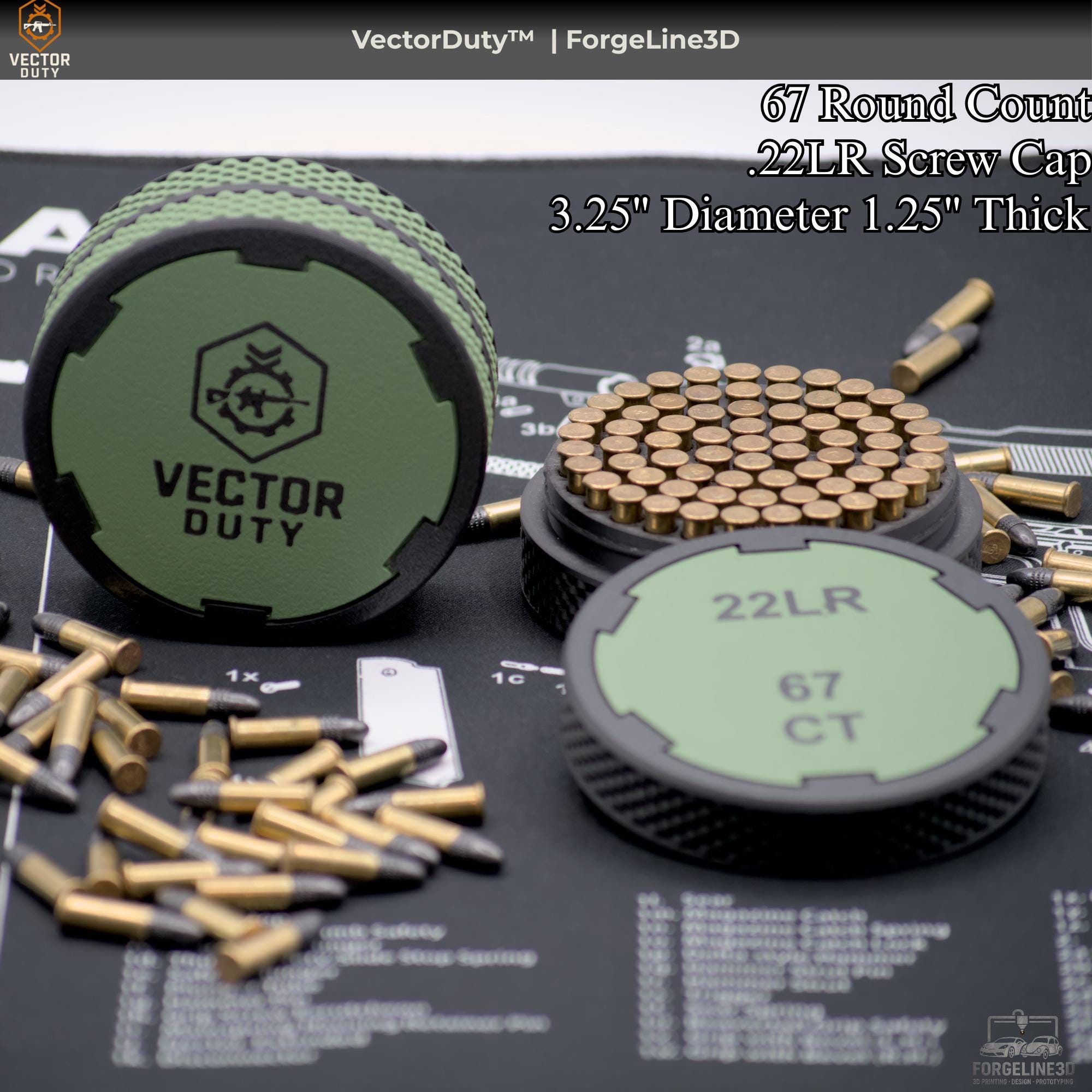 アクセサリー ammo 22LR Ammo Puck: 3D Printed Vectorduty Ammo Holder, 67 Round Pocket