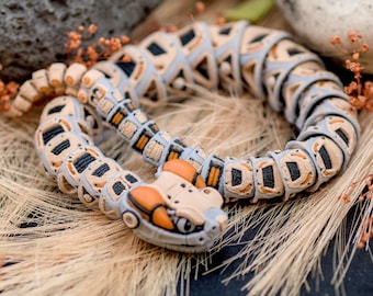 Serpent robot à sonnettes articulé : figurine flexible de serpent, serpent mobile imprimé en 3D (petite et grande taille)