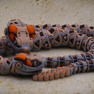 Small Robo Rattler Snake, 13” Articulated Flexi Desk Toy, 3D Printed Poseable Figurine, Articulated Flexi Snake Toy, Desk Toy Fidget