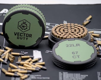 22LR Ammo Puck: 3D Printed VectorDuty Ammo Holder, 67 Round Pocket Storage, Range Bag Organizer