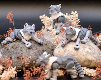 3D Printed Articulated Wolf Toy – Poseable Gray Wolf Figure – Fidget Animal Desk Decor – Forest Animal Gift – Cute Articulated Wolf Model