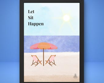 Mindfulness Ocean Quote Print: Zen Meditation Beach Art