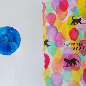 Cartões de aniversário em aquarela