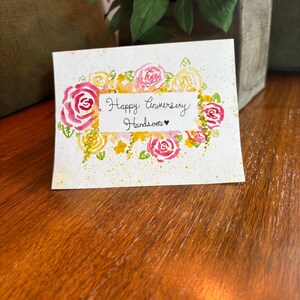 Tarjetas de aniversario con flores en acuarela