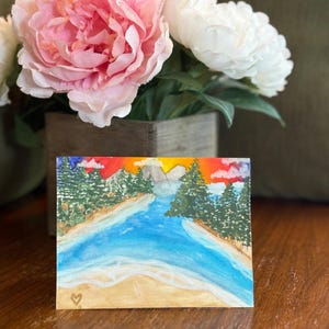 Cartões de paisagens em aquarela