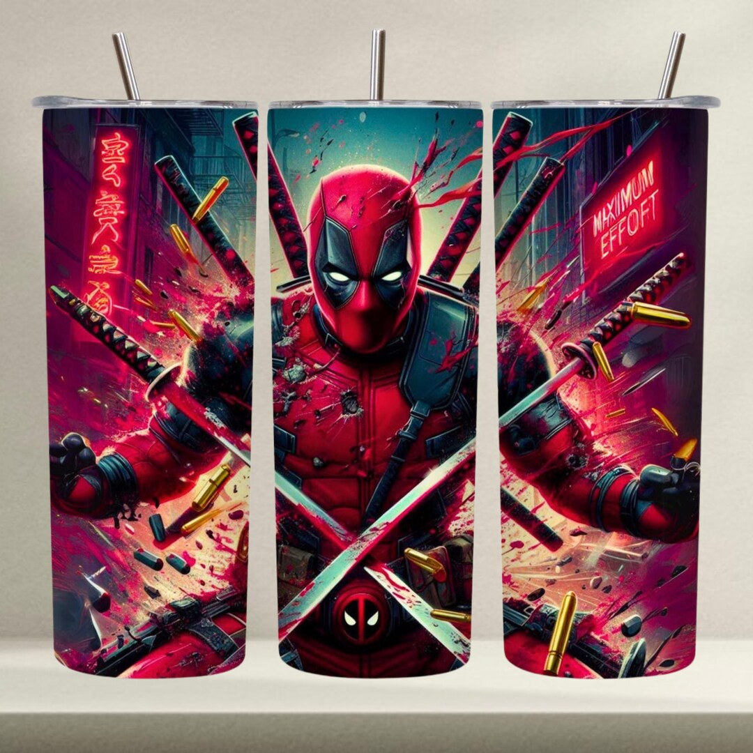 Deadpool Tumbler Wrap PNG | 20oz Skinny Tumbler Sublimation Design ...