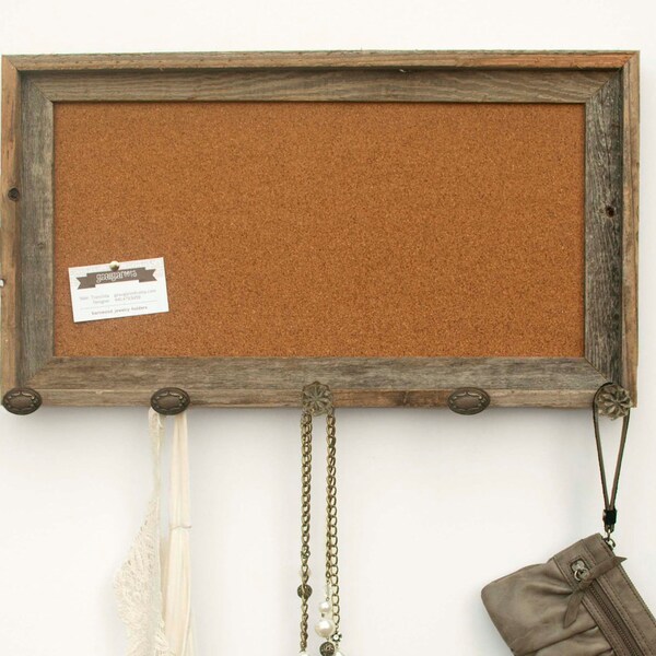 Barnwood Cork Bulletin Board with Brown Knobs (20 x 10)