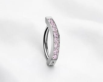 Piercing para ombligo de 14 g, grueso, con engaste de gema ancho y cierre de clic.