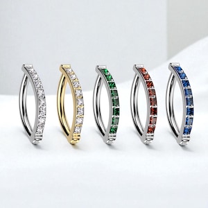Dainty Gold Belly Ring Clicker, Sleek & Elegant Single Line Gem Titanium Belly Button Ring Piercing - 14g