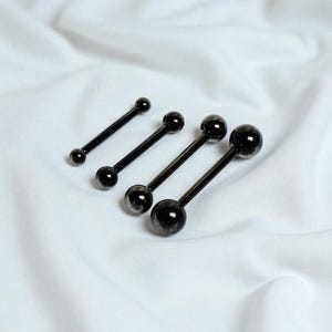 Black Titanium Barbell: 14G Implant Grade Piercing Jewelry