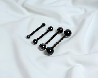 Black Titanium Barbell: 14G Implant Grade Piercing Jewelry
