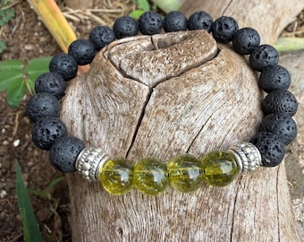 Peridot Lava Stone Healing Bracelet | August Birthstone Gift | Abundance & Joy Stone | Virgo Leo Gift | Diffuser Bracelet Handmade