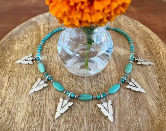 ArrowHead Necklace-Turquoise Magnesite, Silver