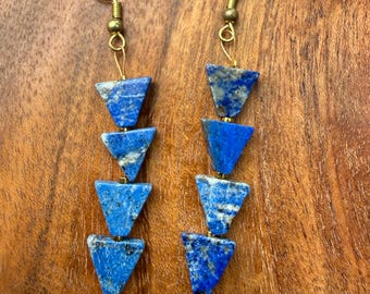 4 Triangle Lapis Lazuli Drop Earrings
