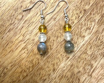 Drop Earrings -citrine, moonstone, labradorite
