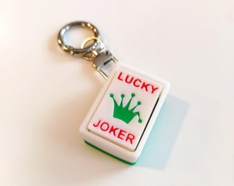 Mahjong Joker Keychain Fidget Clicker | Fun Stress Toy Bag Charm