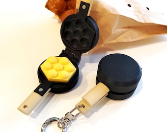 Egg Waffle Fidget Clicker Keychain | Hong Kong Street Food Toy | Unique Bag Charm