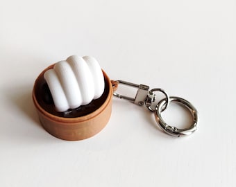 Chinese Sausage Bun Fidget Keychain: Dim Sum Toy Charm