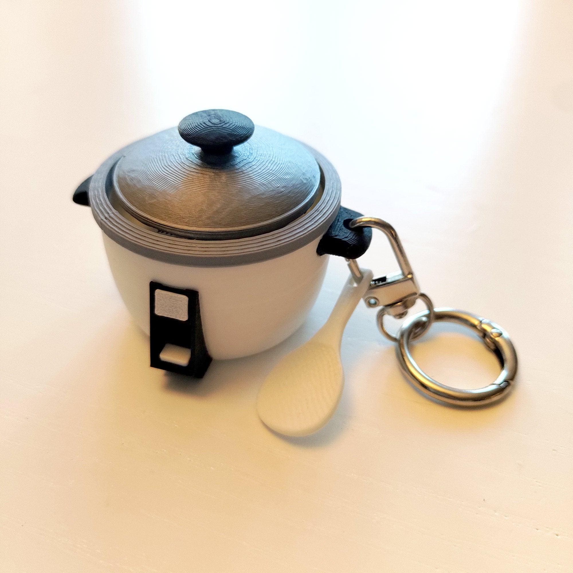 Rice Cooker Fidget Clicker Keychain With Mini Rice Paddle