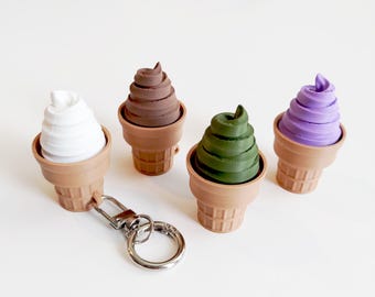 Ice Cream Cone Fidget Clicker Keychain | 3D Printed Bag Charm
