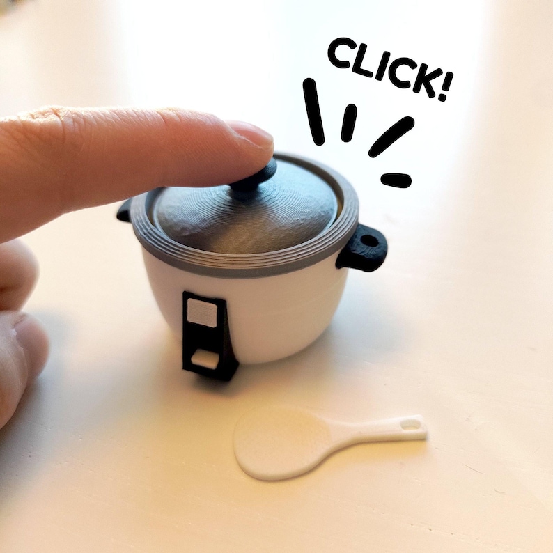 Miniature Rice Paddle Rice Cooker Fidget Clicker Keychain With Mini Rice Paddle | Miniature ...