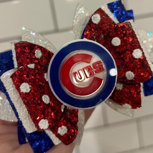 Vaso de béisbol MLB de 4.5", adorno con lazo para pajita, se puede personalizar para otro tipo de cabello. Chicago Cubs Cardinals Astros, se puede personalizar el equipo Stanley.