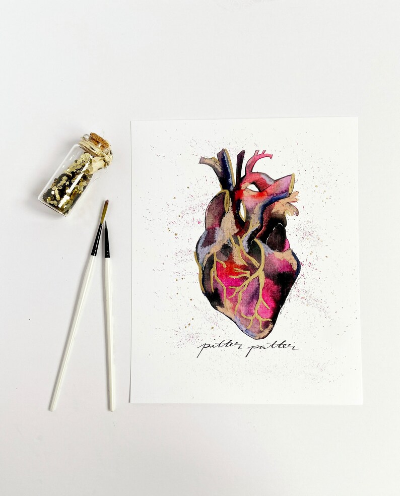 8x10 Pitter Patter Anatomical Heart Print