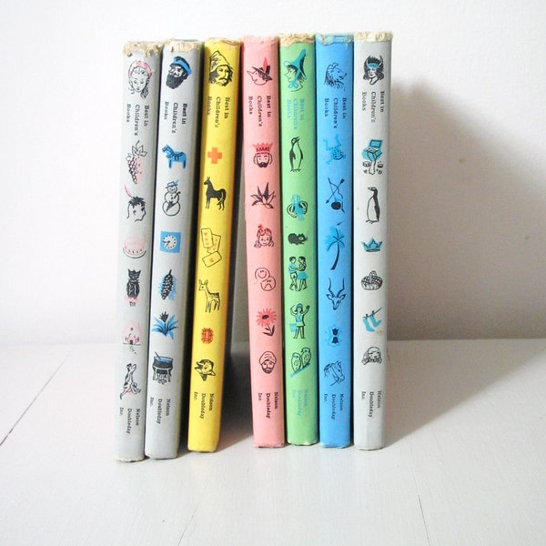 Vintage Book Bundle- Children's Room- Vintage Nursery Rhymes- Story- Bright Colors