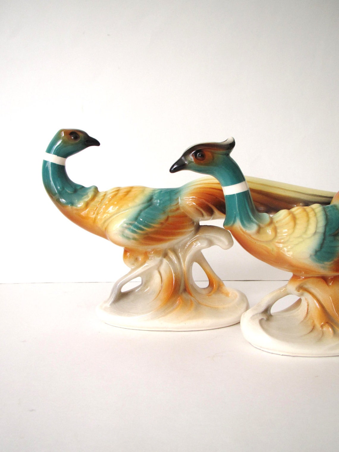 Vintage Bird Figurines Ceramic Roadrunner Birds in Bright Etsy