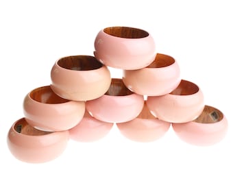 80's Style Pink Wooden Napkin Rings