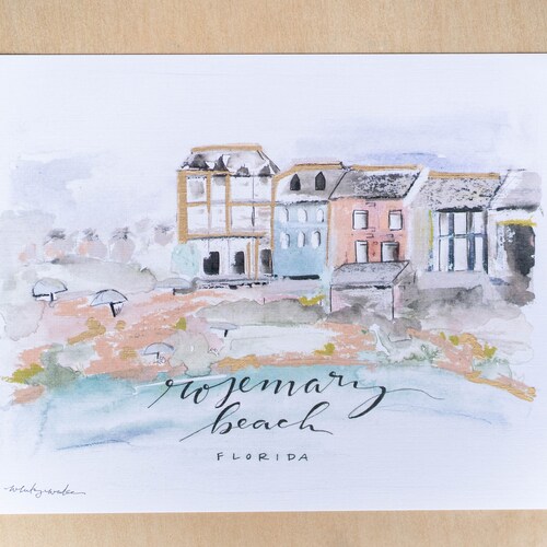 Rosemary Beach Pearl Hotel Watercolor Art Print Rosemary Etsy