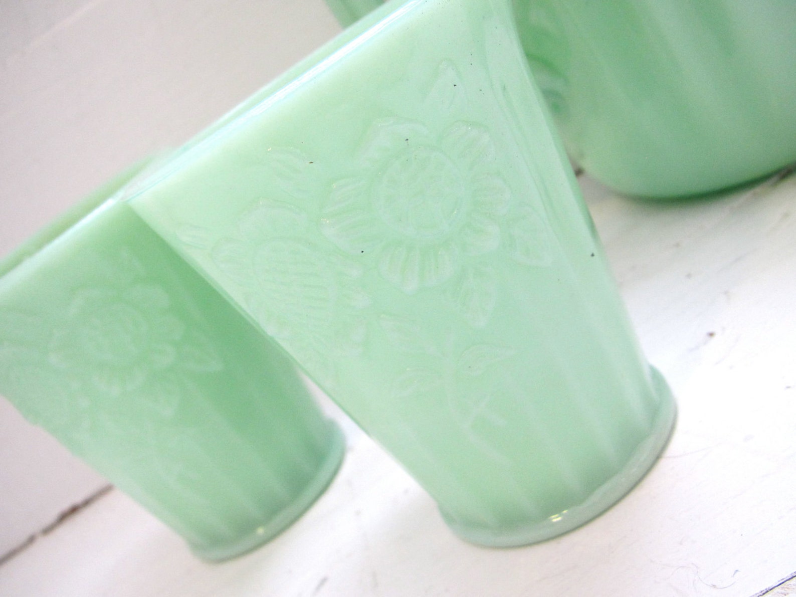 Vintage Jadeite/ Jadite Dishes Pitcher and Glasses Set Mint Etsy