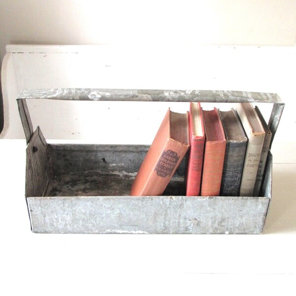 Vintage Industrial Chic Galvanized Metal Tool Carrier