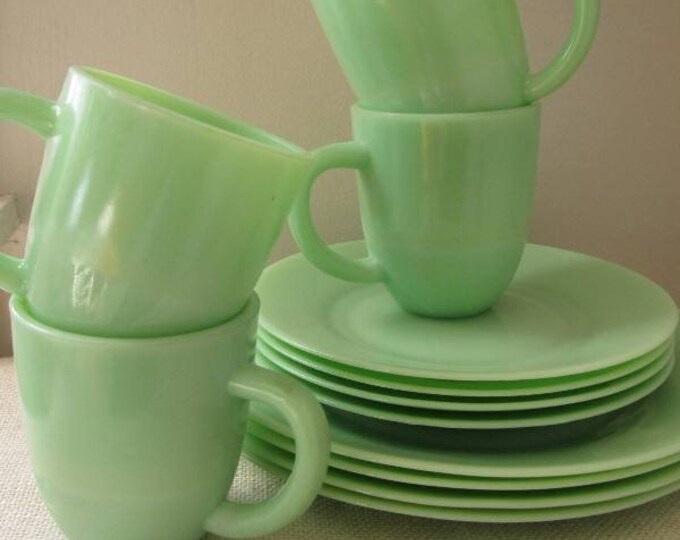 Vintage 12 Piece Jadeite Dish Set four Place Settings Etsy