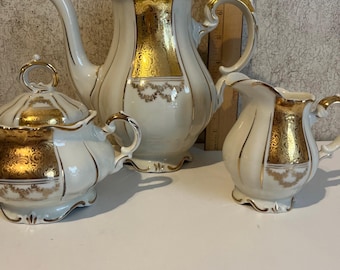 Vintage Alka Knust Bavarian Marion Princess Tea Set Gold Trim 5 Piece EUC No chips or cracks