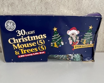 Rare Vintage GE General Electric Christmas Lights bundle Mouse Trees LED String Lights Works 2 sets 7.5' each