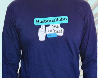 Hasbun Allahu, Sufficient for us is God, Eid Gift, Muslim shirts, Islamic Long sleeve clothing, Allah, Quranic Quotes, Palestine